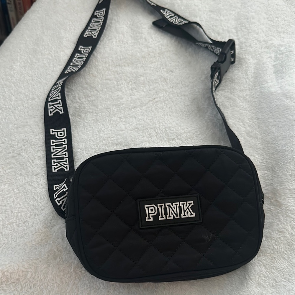 PINK Victoria's Secret Quilted Black Crossbody Bag